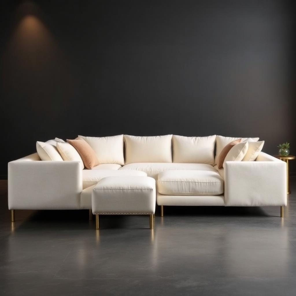 Ivory L-Shape Sectional Sofa